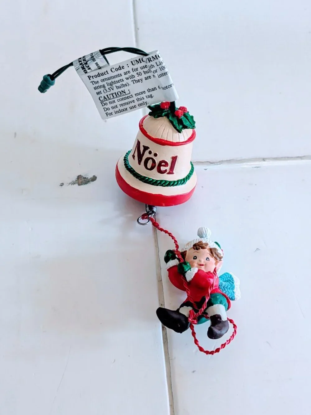 VTG 1995 Ornaments in Motion Christmas Ornament Elf Noel Bell Enchanted Workshop